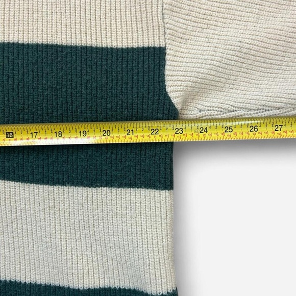 Preppy Academia Striped Sweater Size M Green Cream Old Money Tennis Core - Picture 5 of 7
